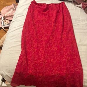 Elegant Red Floral Women's Skirt